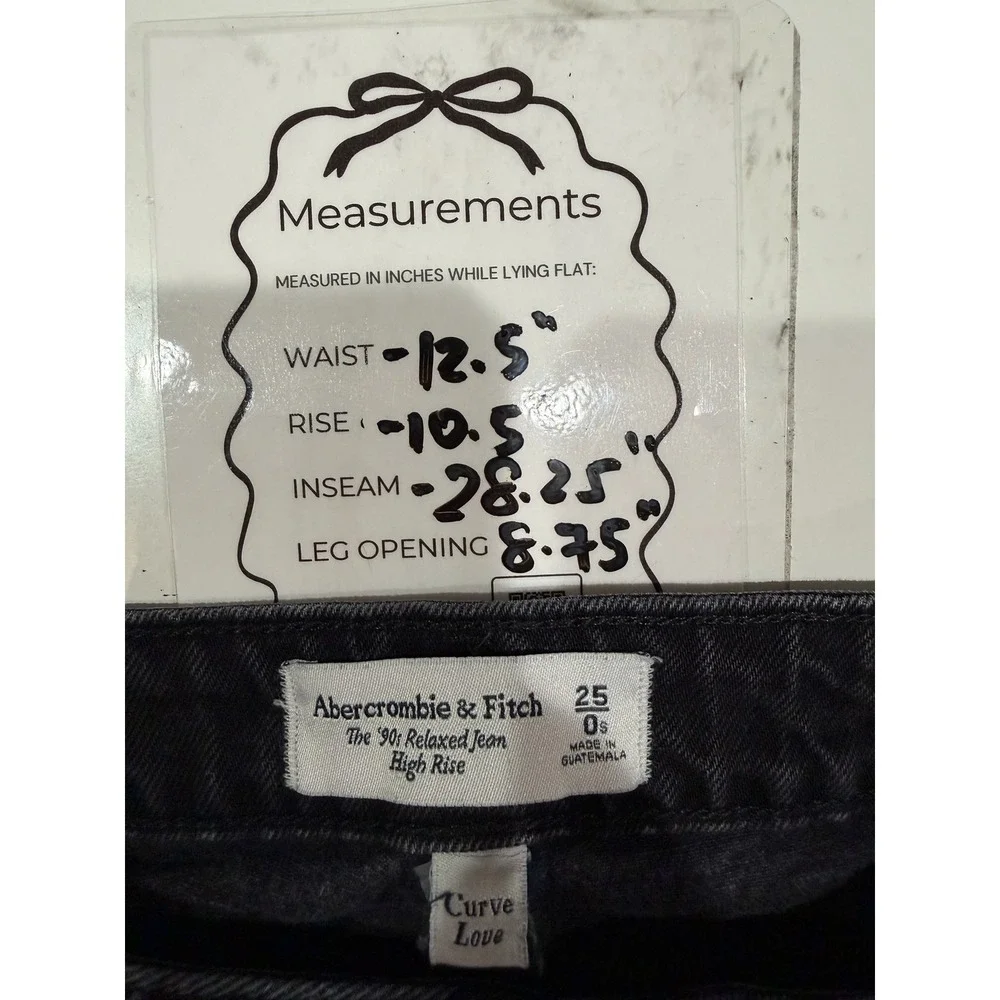 Abercrombie & Fitch Curve Love The 90s Relaxed Jean High Rise Black 25 0s - Picture 6 of 6